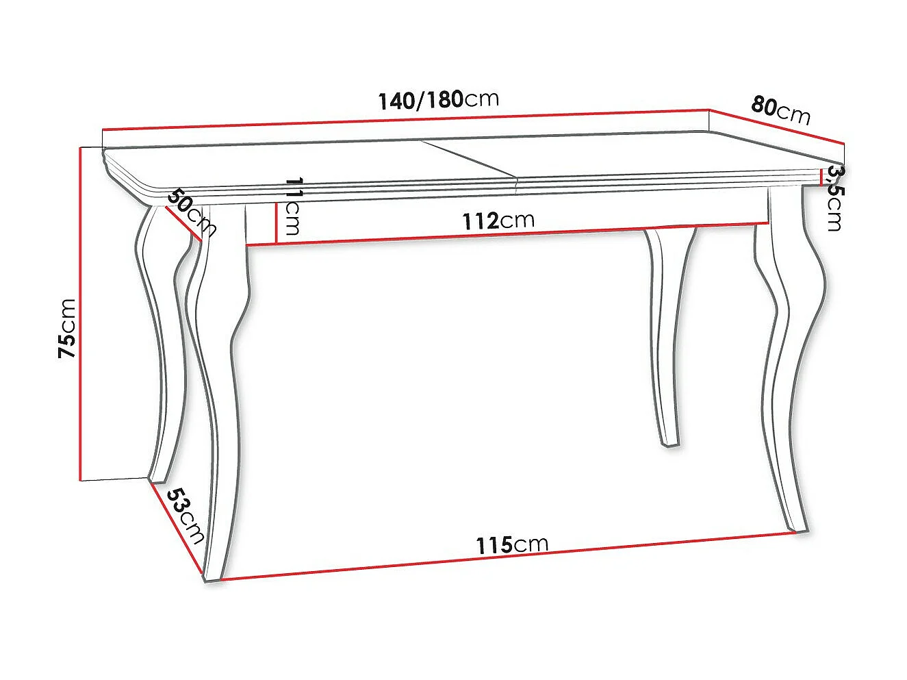 Table Racine 101, Blanc|Blanc brillant, 76x80x140cm, Allongement, MDF, Bois