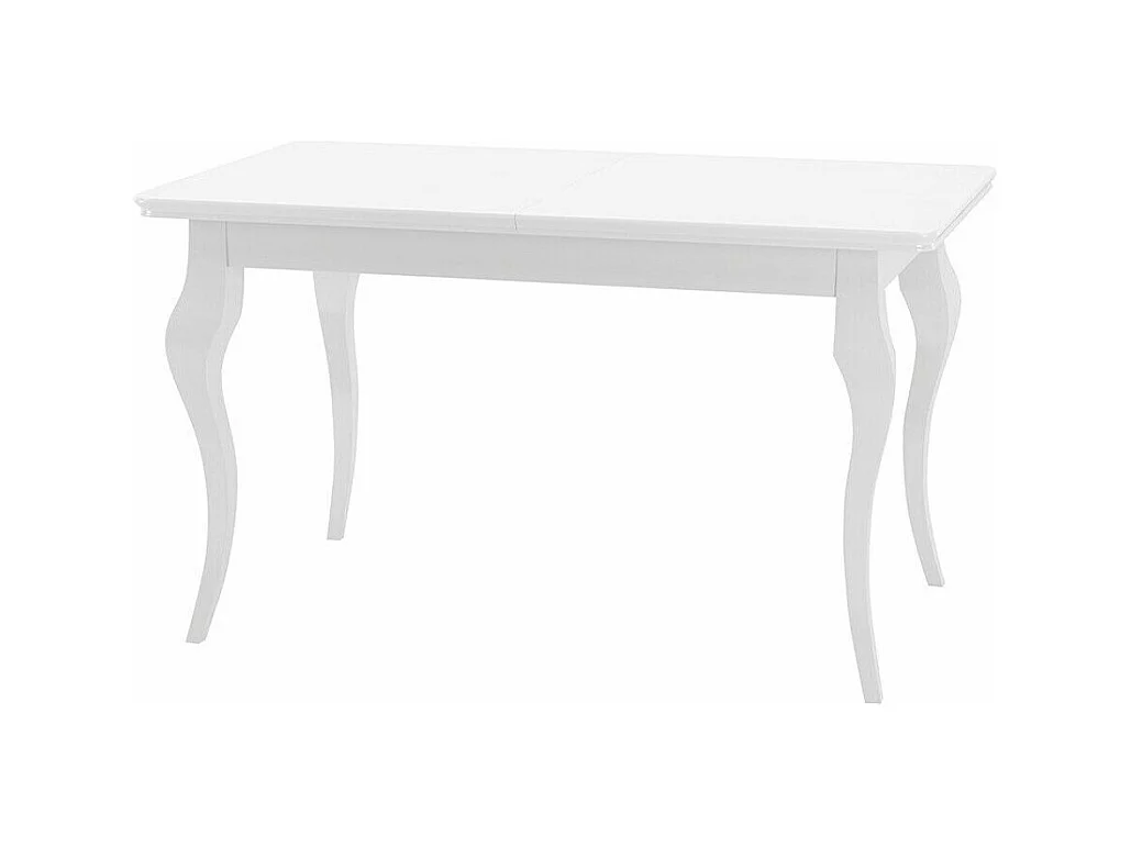 Table Racine 101, Blanc|Blanc brillant, 76x80x140cm, Allongement, MDF, Bois