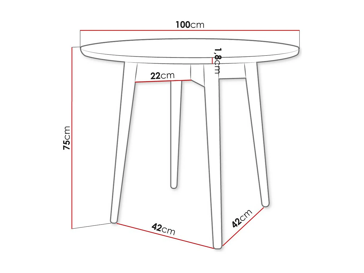 Table Racine 117, Marron, 75cm, MDF, Bois