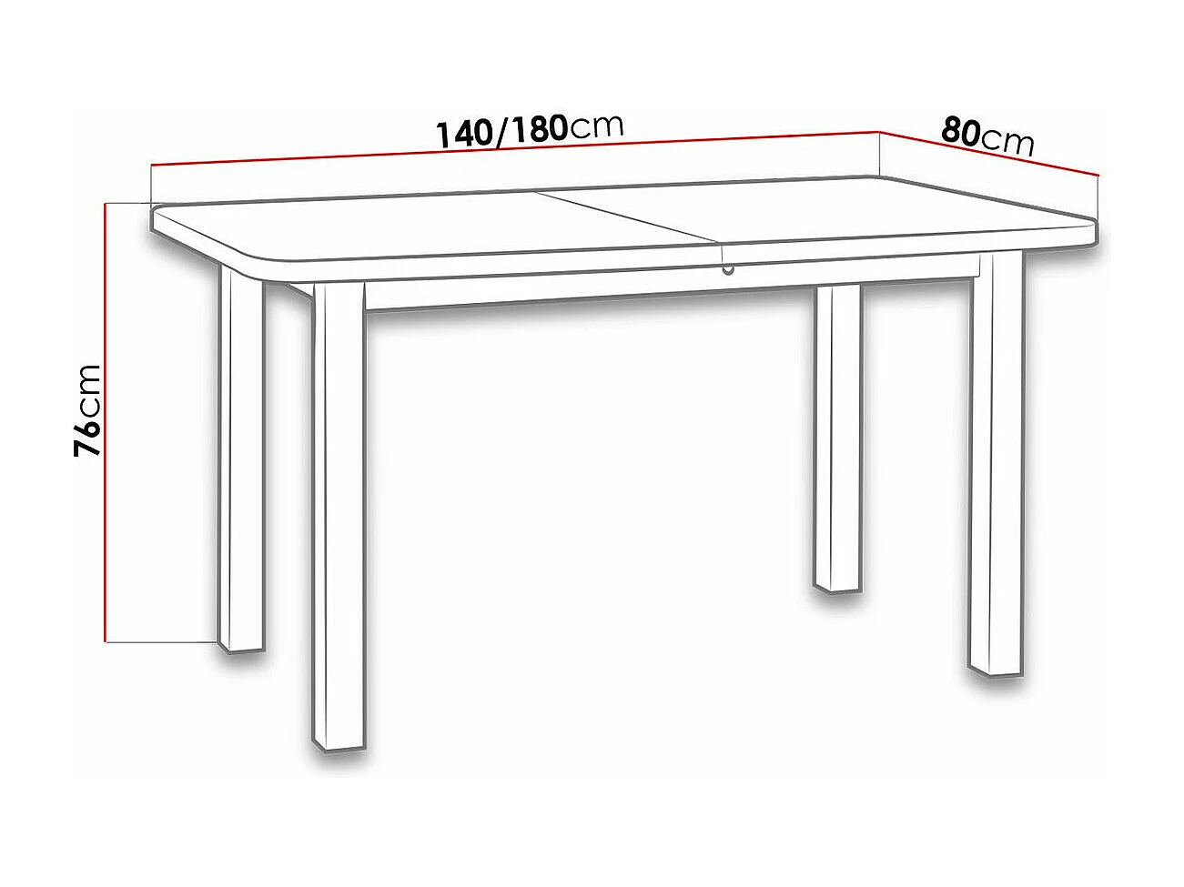 Table Victorville 113, Sonoma chêne, 76x80x140cm, Disponible, Stratifié, Bois