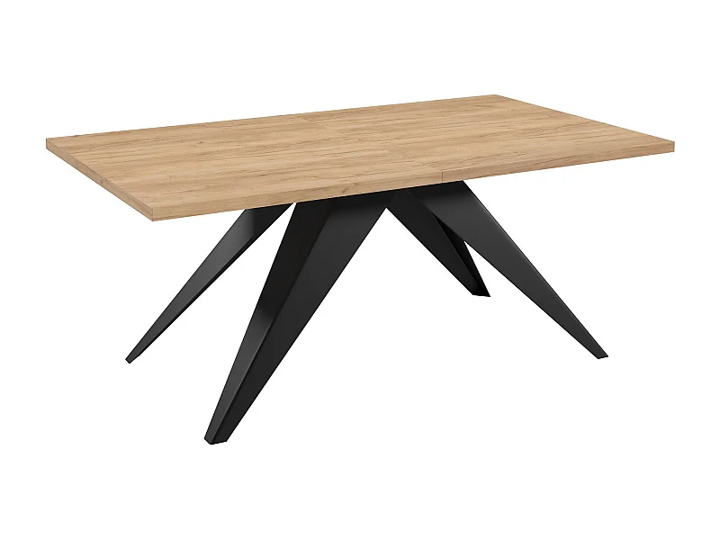 Table Oswego 113, Chêne doré artisanal|Noir, 76x80x140cm, Disponible, Stratifié, Métal