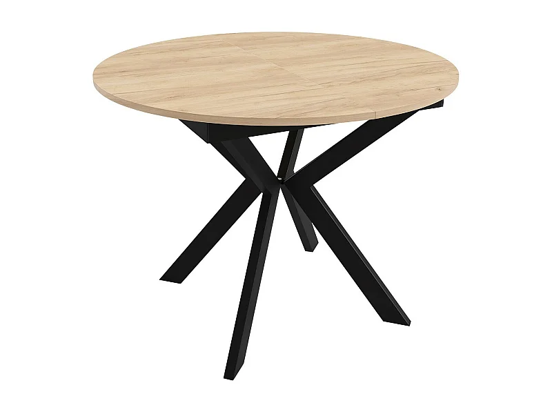Table Oswego 112, Chêne doré artisanal|Noir, 76cm, Allongement, Stratifié, Métal