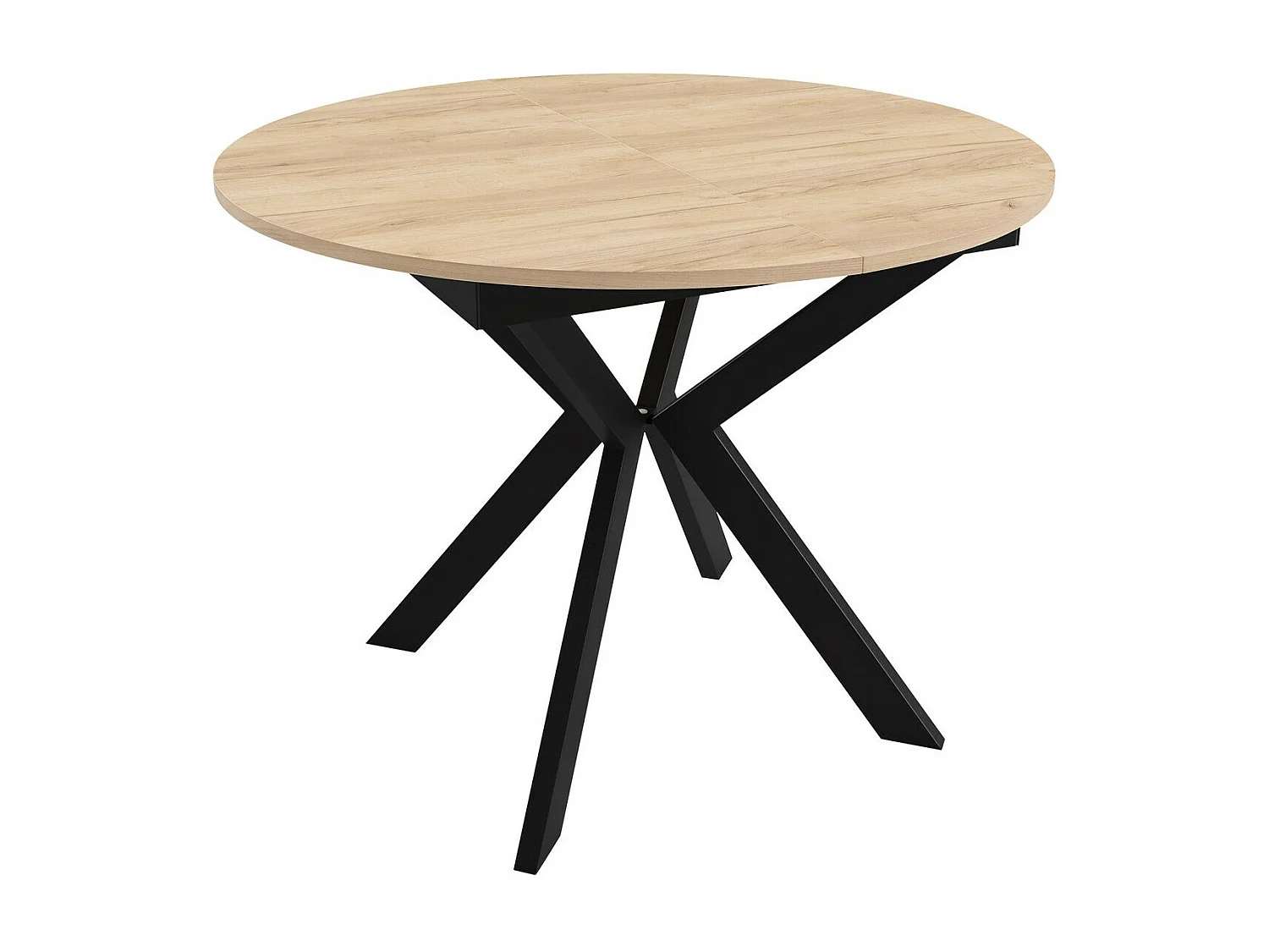 Table Oswego 112, Chêne doré artisanal|Noir, 76cm, Allongement, Stratifié, Métal