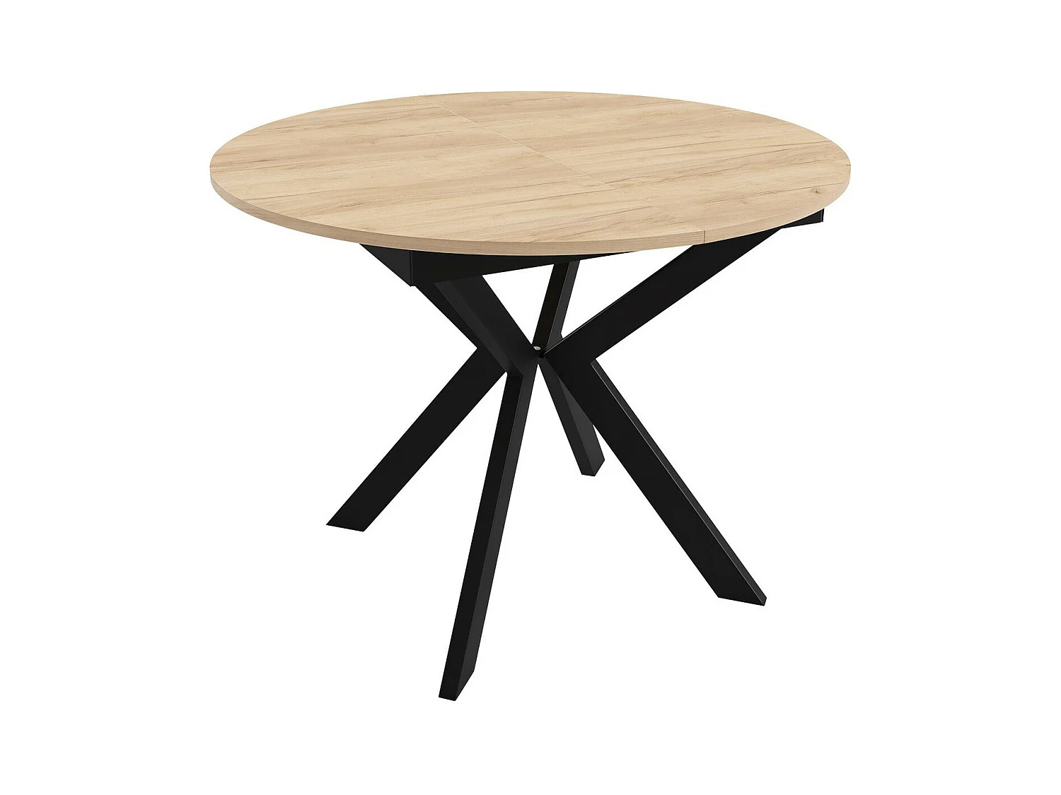 Mesa Oswego 112, Roble dorado artesanal|Negro, 76cm, Alargamiento, Aglomerado laminado