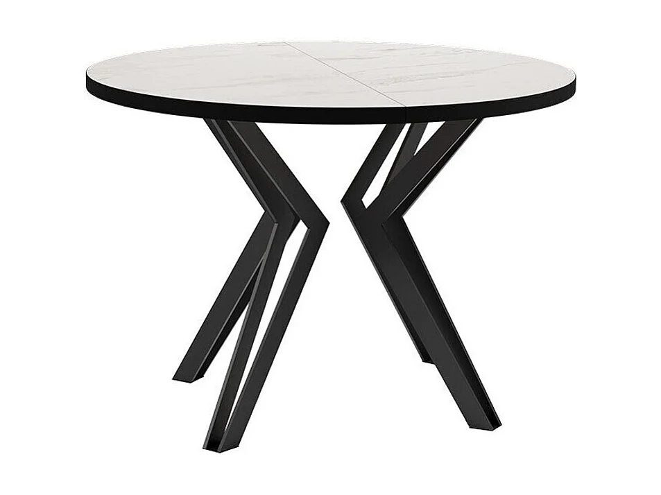 Table Oswego 111, Noir|Marbre blanc, 76cm, Disponible, Stratifié, Métal