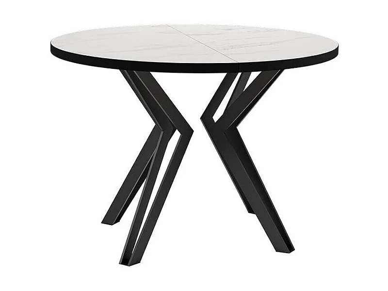 Table Oswego 111, Noir|Marbre blanc, 76cm, Disponible, Stratifié, Métal
