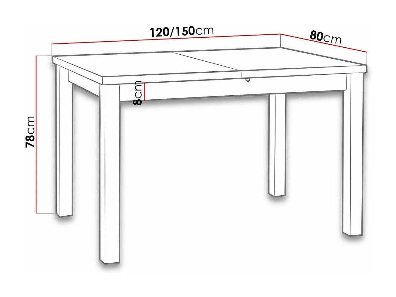 Table Victorville 120, Blanc, 78x80x120cm, Disponible, Stratifié, Bois