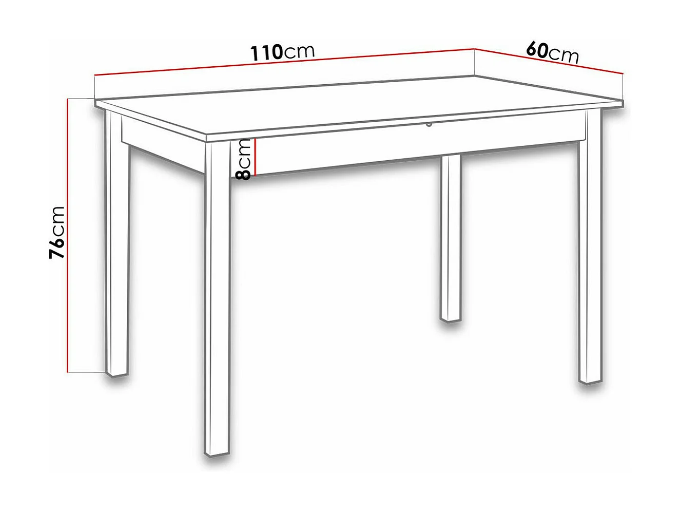 Table Victorville 116, Blanc, 76x60x110cm, Stratifié, Bois
