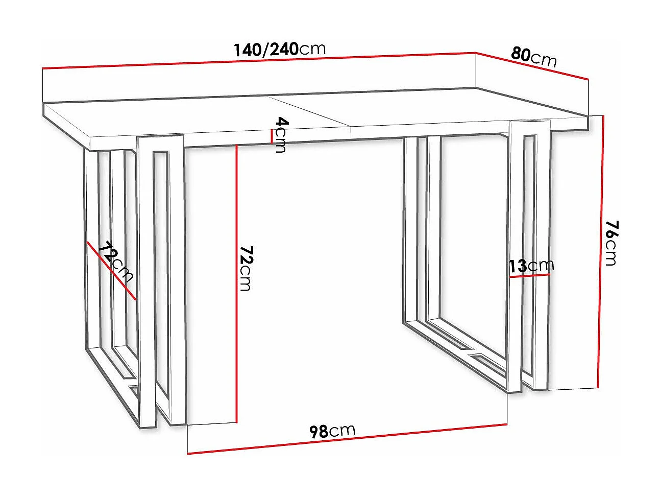 Mesa Comfivo 179, Mármol blanco|Negro, 76x80x140cm, Alargamiento, Aglomerado laminado