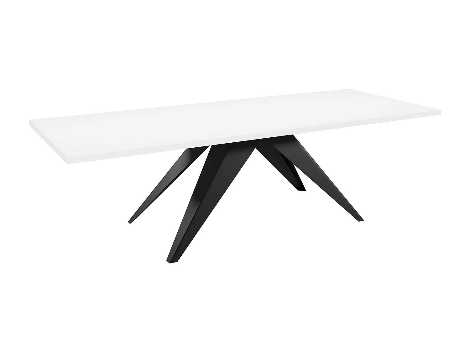 Table Oswego 113, Noir|Marbre blanc, 76x80x140cm, Allongement, Stratifié, Métal