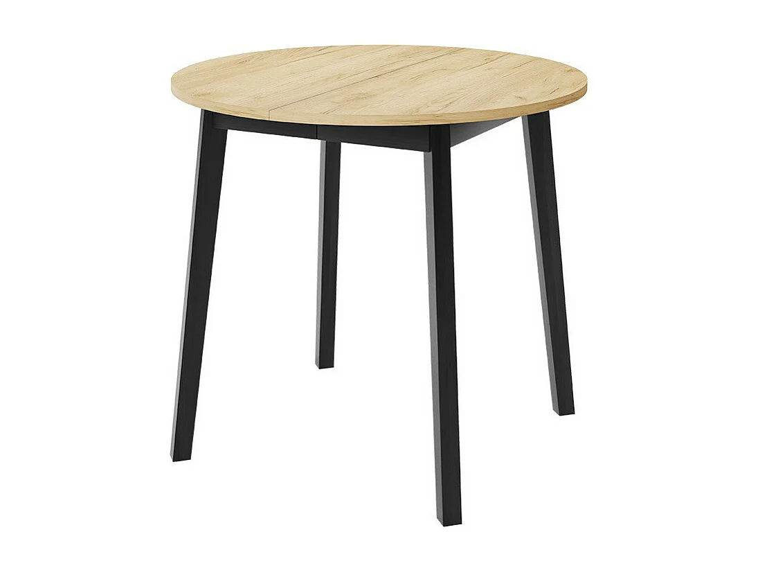 Mesa Edmond 112, Negro|Roble dorado artesanal, 77cm, Alargamiento, Aglomerado laminado