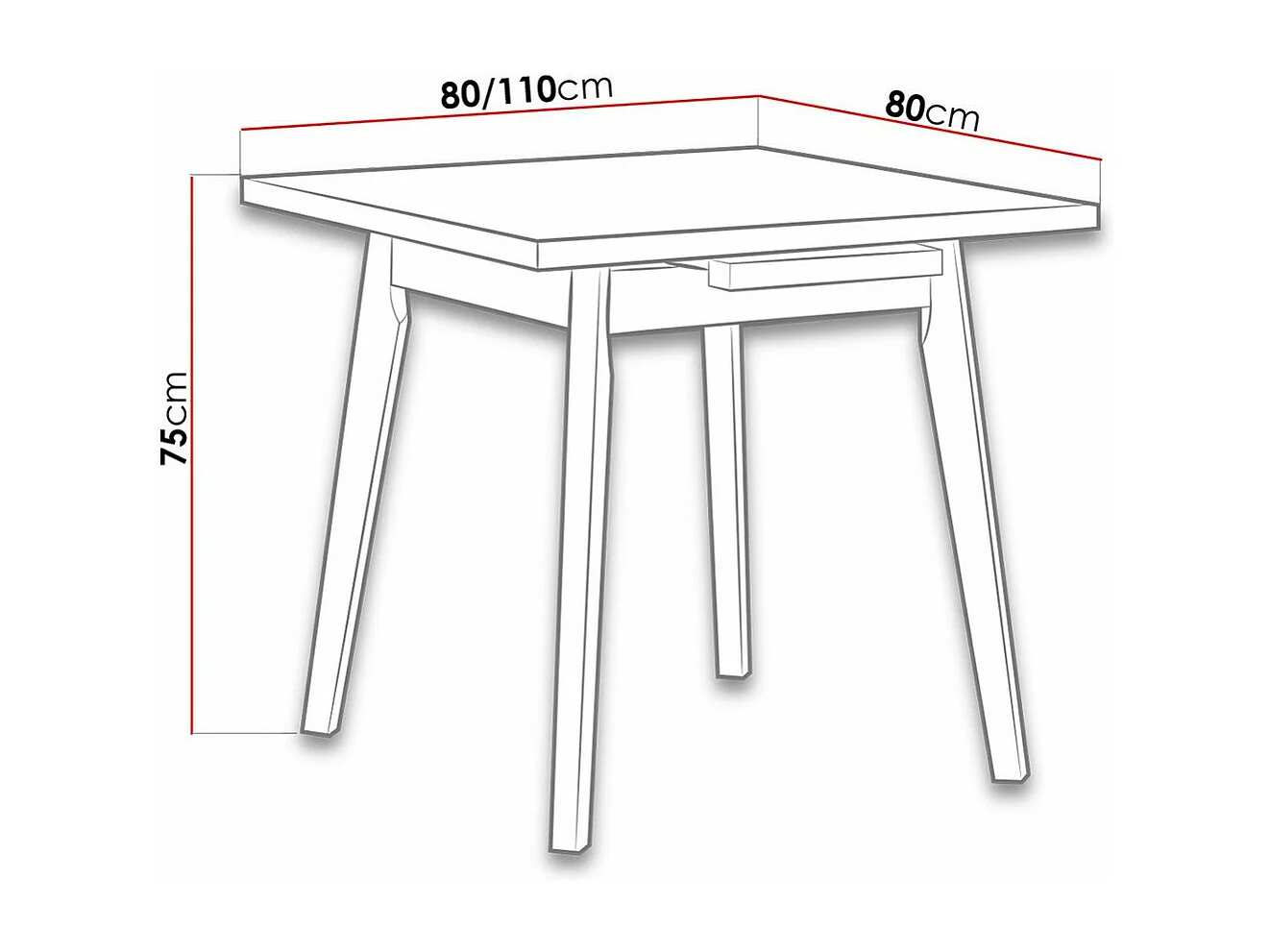 Table Victorville 183, Noir|Blanc, 75x80x80cm, Allongement, Stratifié, Bois