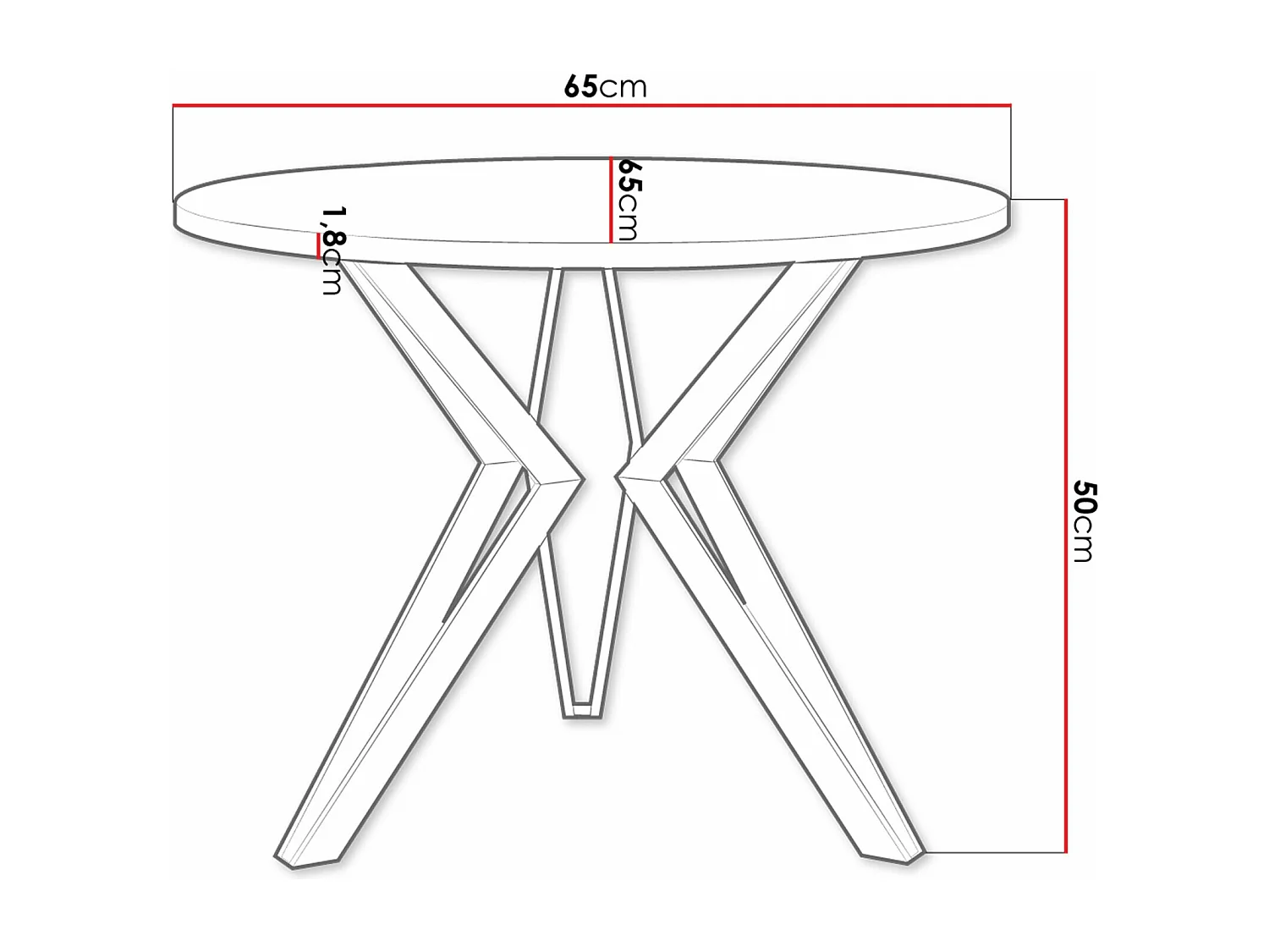 Mesa Dearborn 105, Blanco|Negro, 50cm, Aglomerado laminado, Metal
