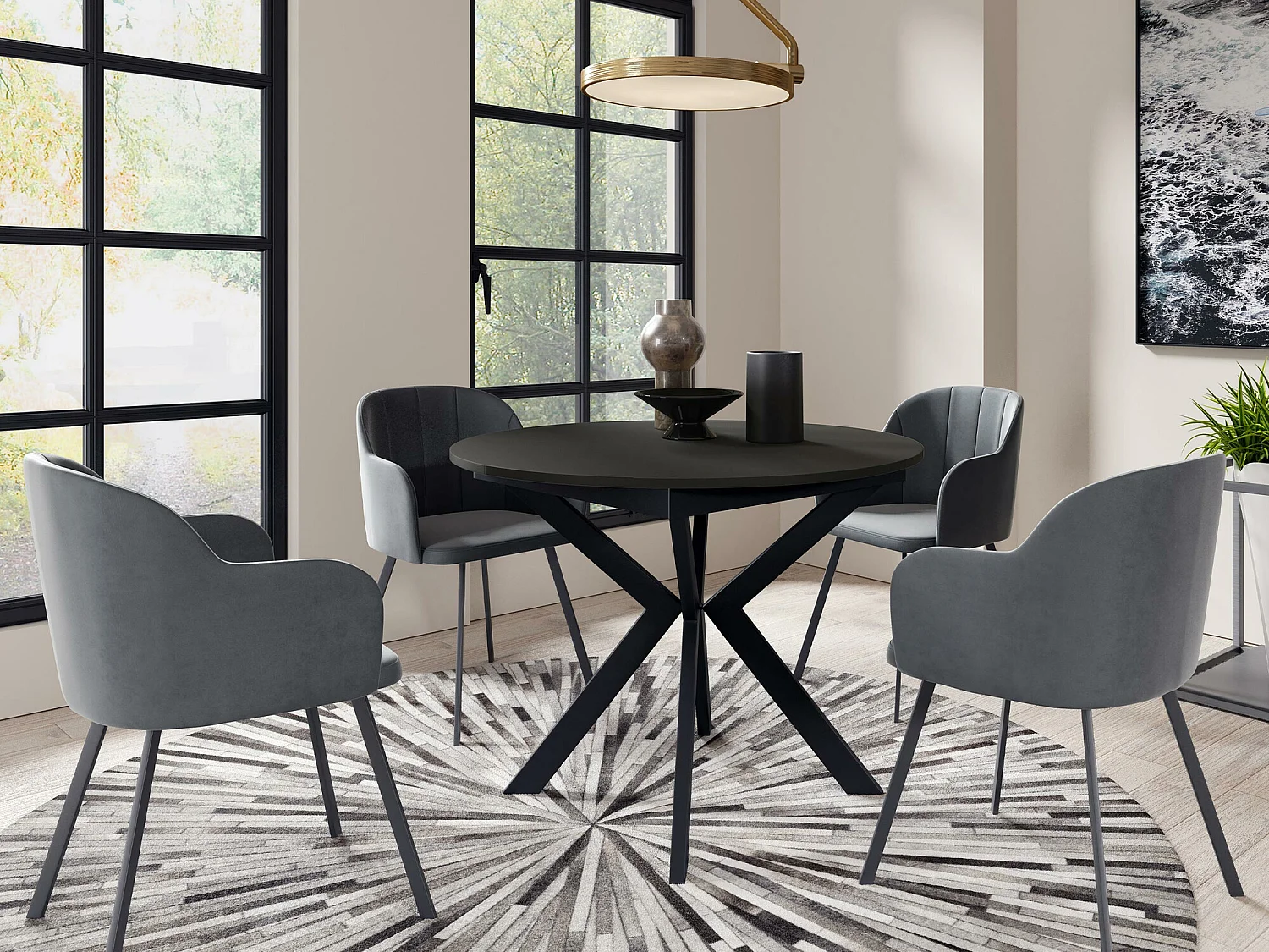 Mesa Oswego 112, Extensível, Placa de aglomerado laminado, Metal