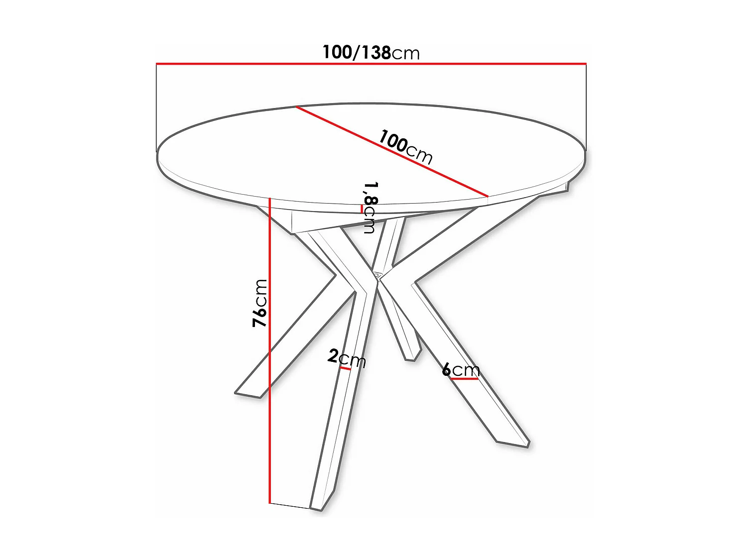 Table Oswego 112, Noir, 76cm, Disponible, Stratifié, Métal