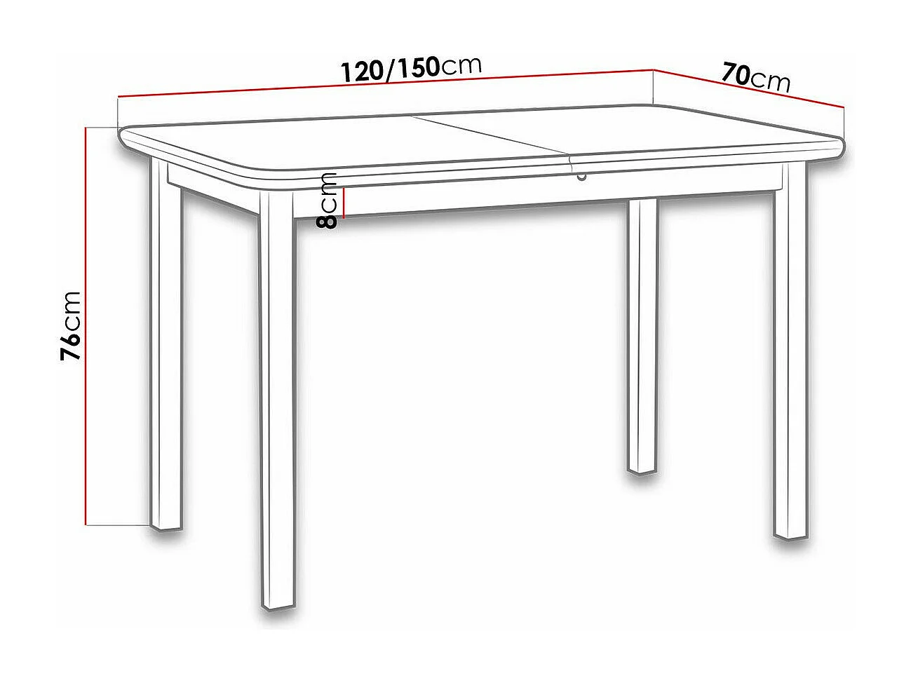 Table Victorville 117, Aulne, 76x70x120cm, Disponible, Placage de bois naturel, Bois