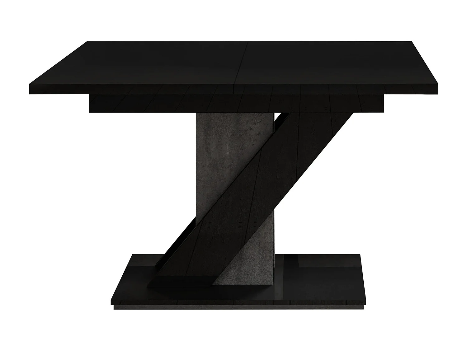 Table Goodyear 105, Béton|Noir brillant, 76x80x120cm, Allongement, Stratifié
