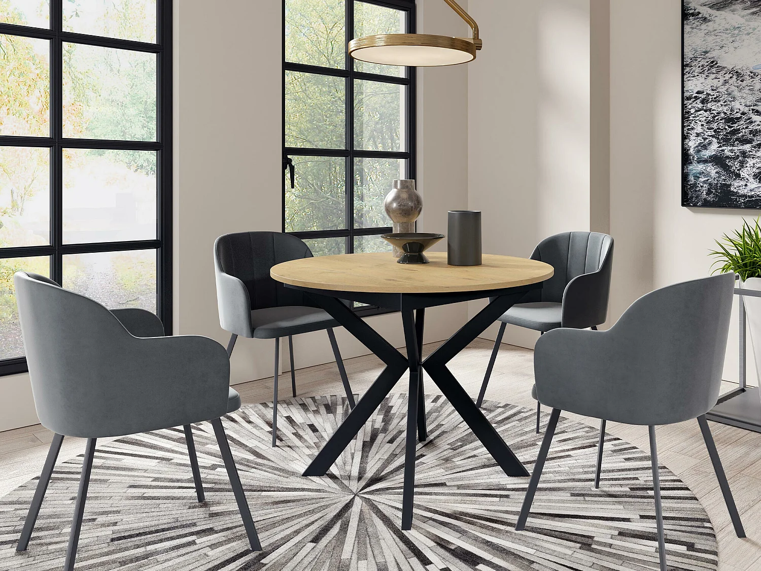 Mesa Oswego 112, Extensível, Placa de aglomerado laminado, Metal