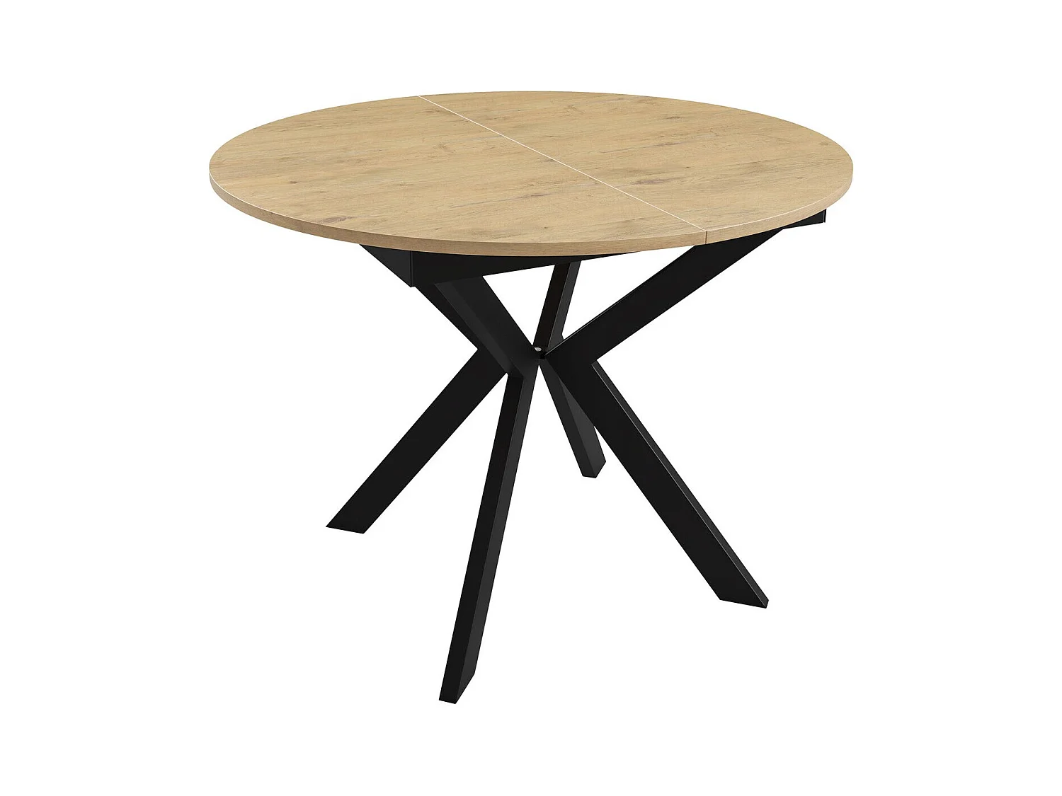 Table Oswego 112, Chêne lancelot|Noir, 76cm, Allongement, Stratifié, Métal