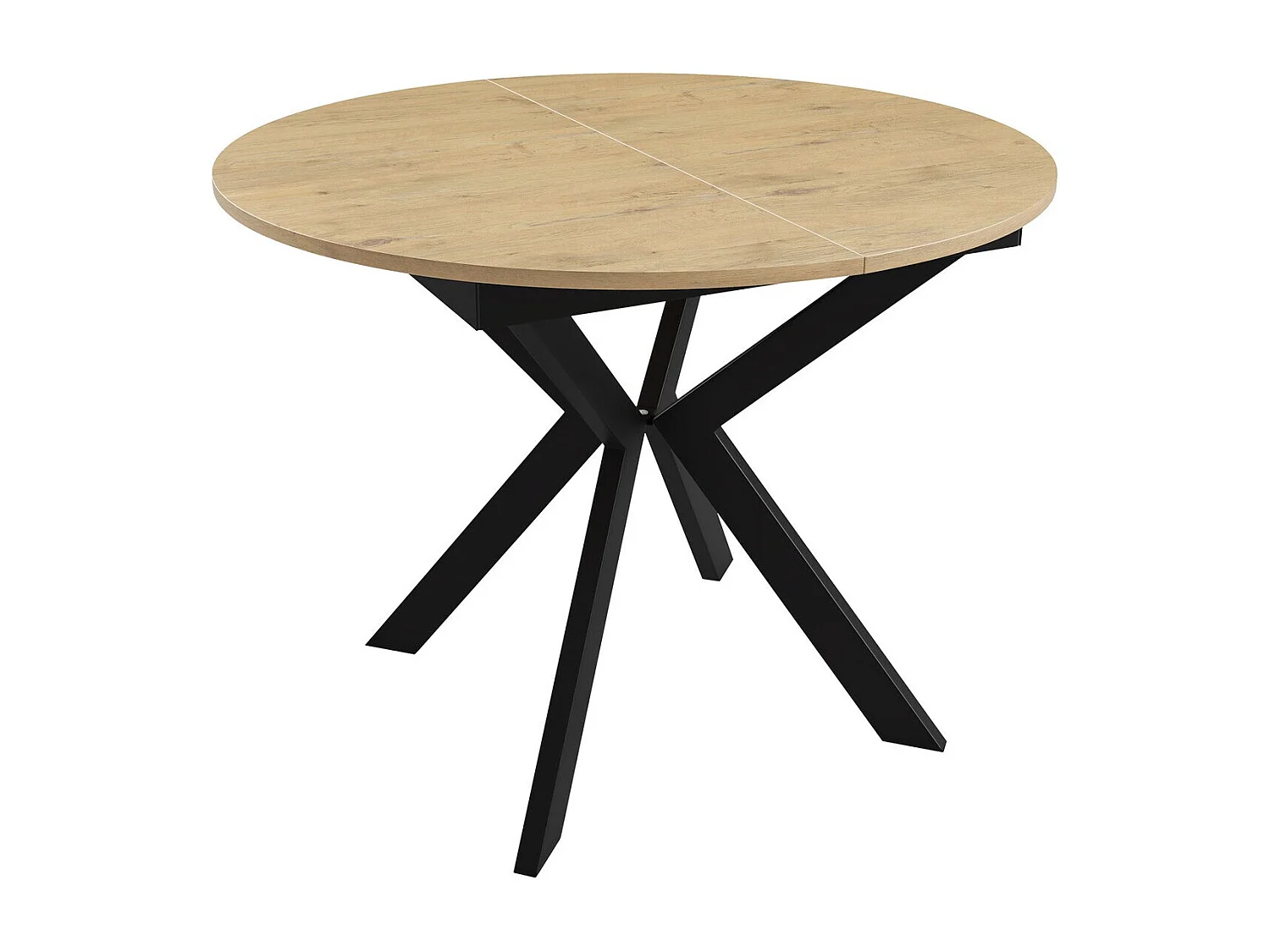 Mesa Oswego 112, Roble lancelote|Negro, 76cm, Alargamiento, Aglomerado laminado, Metal