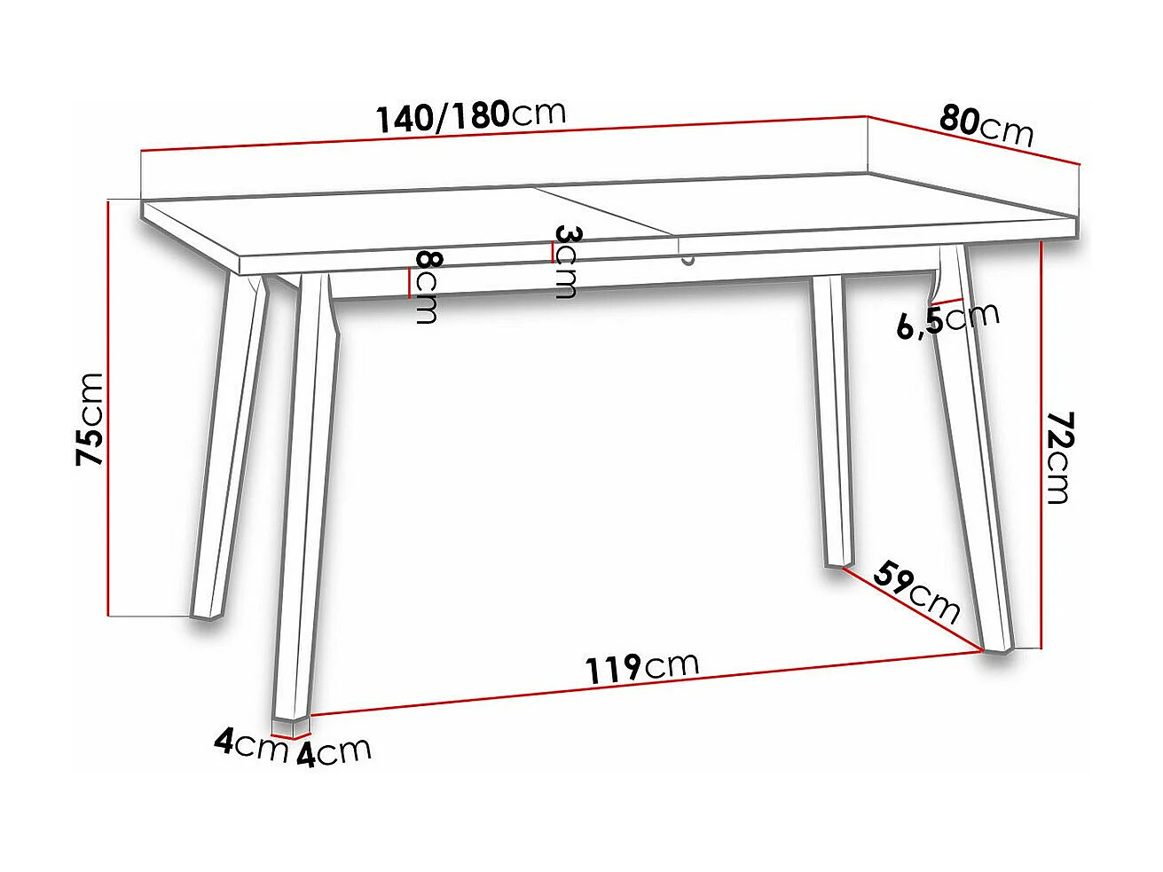 Mesa Victorville 129, Extensível, Madeira, 8x8x14cm
