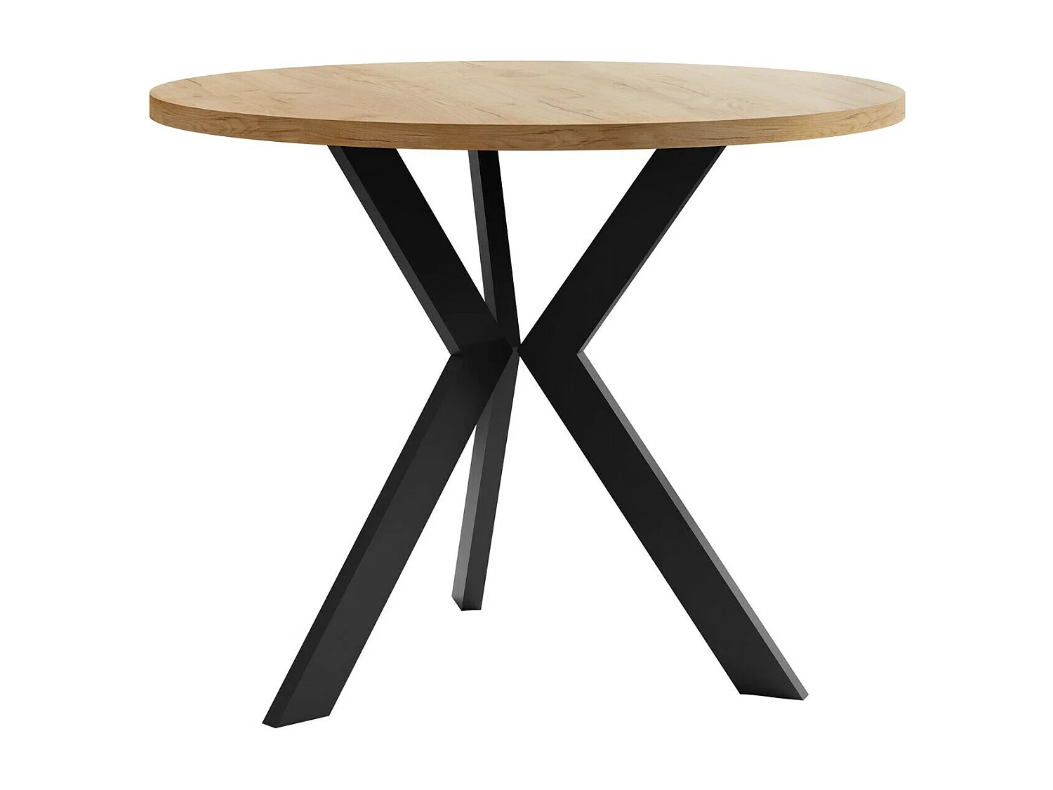 Table basse Dearborn 106, Noir|Chêne doré, 50cm, Diamètre: 67, Stratifié, Rond