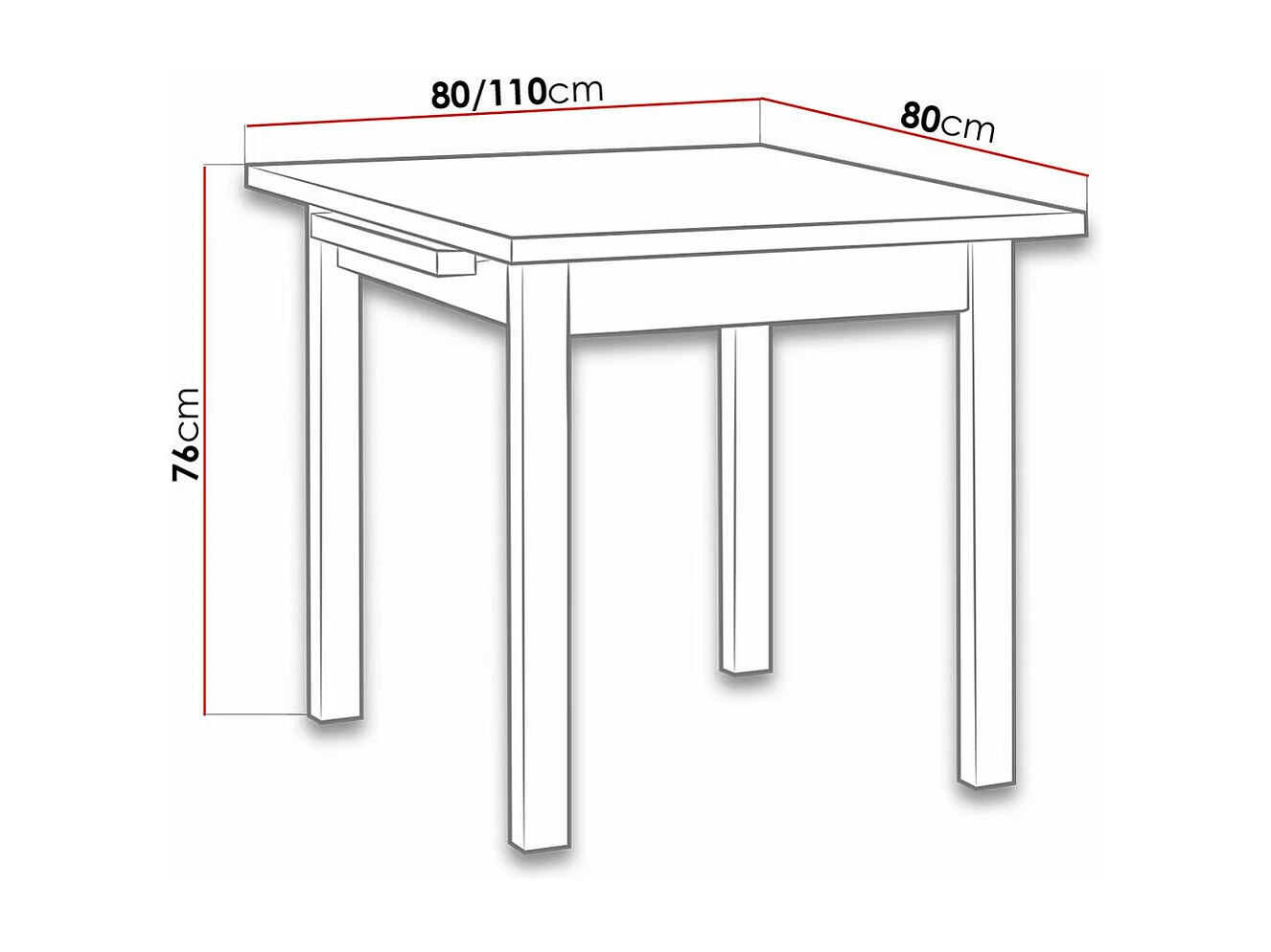 Mesa Victorville 109, Blanco, 76x80x80cm, Alargamiento, Aglomerado laminado, Madera