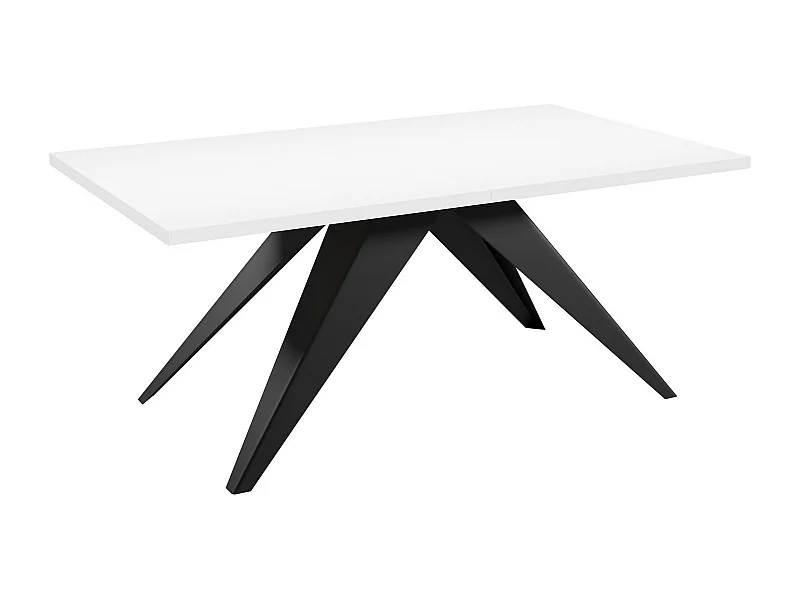 Table Oswego 113, Blanc|Noir, 76x80x140cm, Disponible, Stratifié, Métal