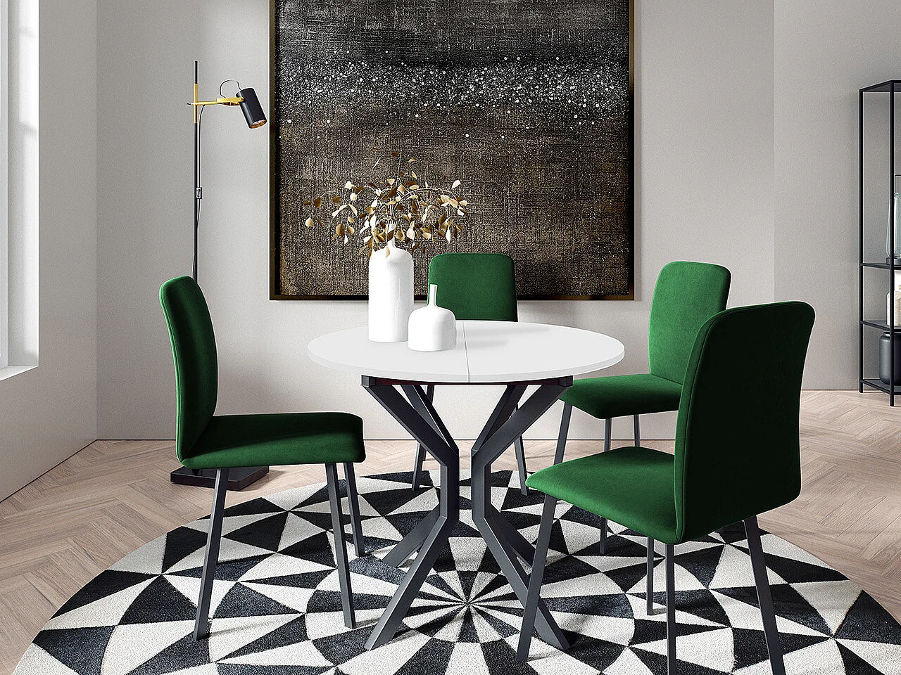 Mesa Edmond 111, Extensível, Placa de aglomerado laminado, Metal