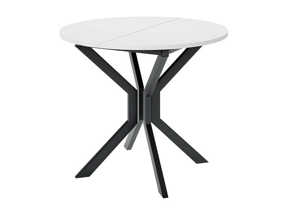 Table Edmond 111, Noir|Blanc, 77cm, Disponible, Stratifié, Métal