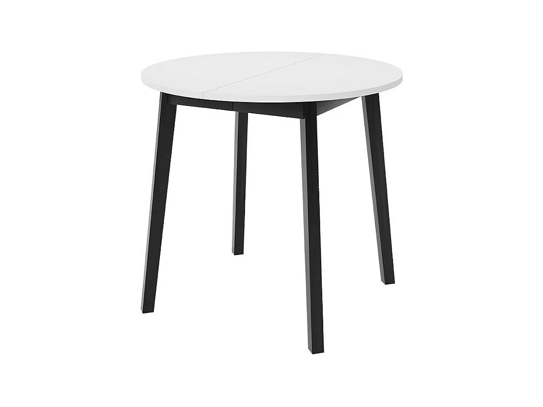 Table Edmond 112, Noir|Blanc, 77cm, Allongement, Stratifié, Bois