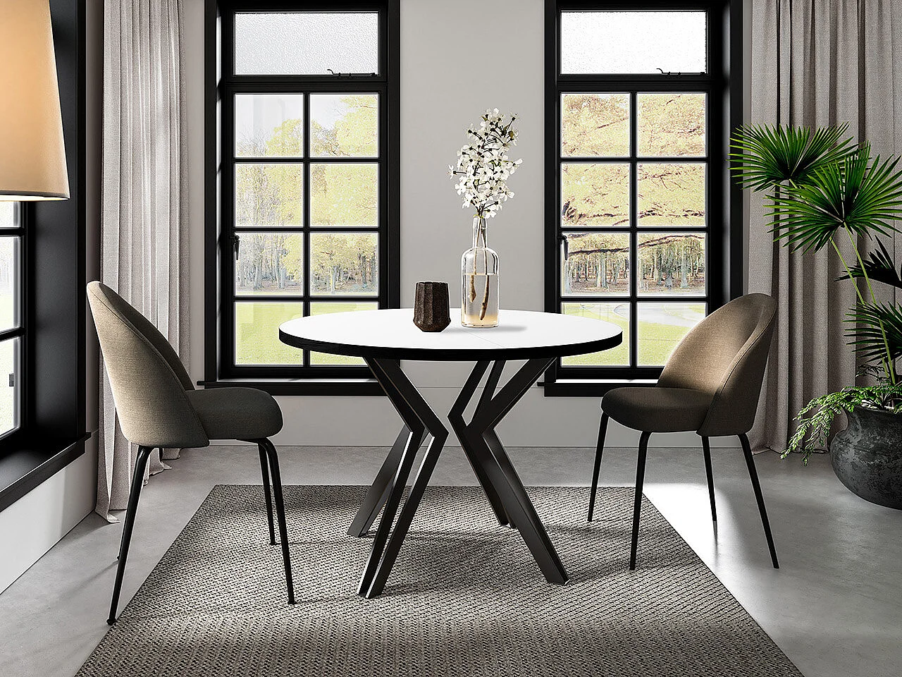 Tavolo Oswego 111, Nero|Bianco, 76cm, Con, Truciolare laminato, Metallo