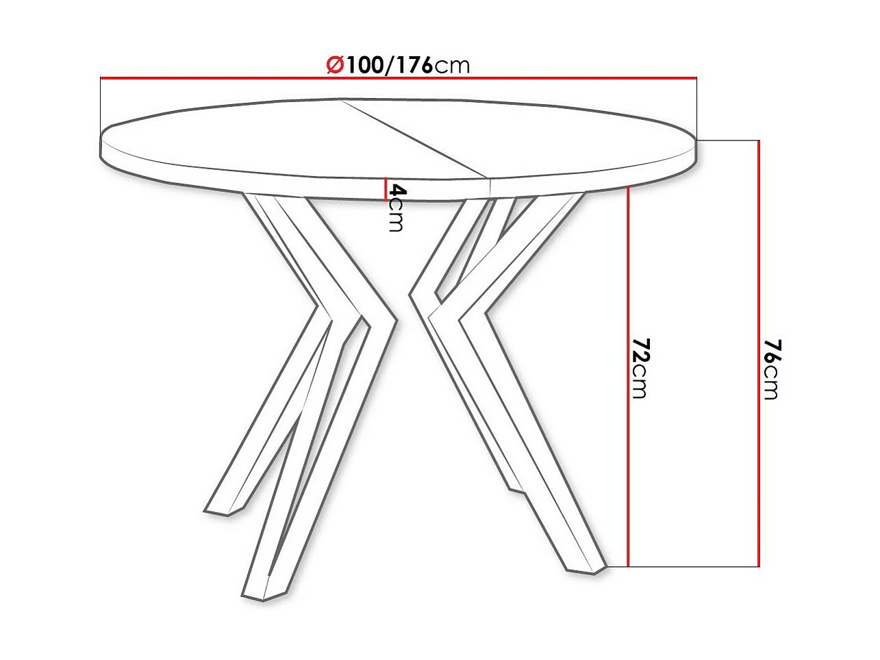 Tavolo Oswego 111, Nero|Bianco, 76cm, Con, Truciolare laminato, Metallo