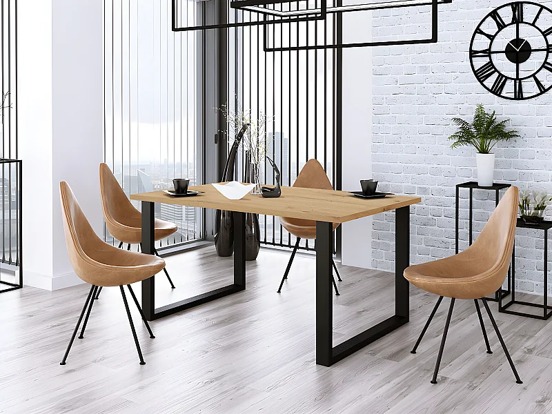 Table Tucson 139, Noir|Chêne Artisan, 75x90x185cm, Stratifié, Métal