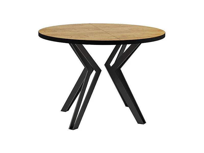 Table Oswego 111, Noir|Chêne doré artisanal, 76cm, Allongement, Stratifié, Métal