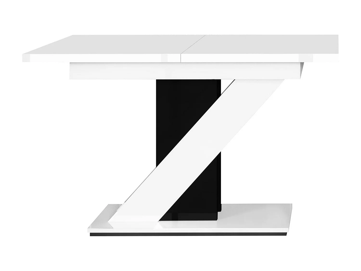 Table Goodyear 105, Noir brillant|Blanc brillant, 76x80x120cm, Allongement, Stratifié