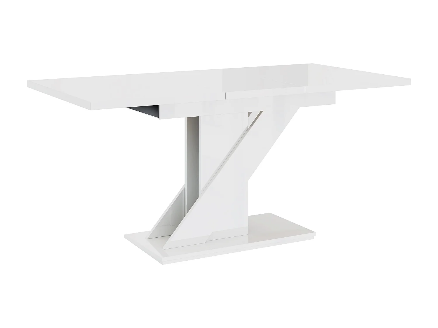 Table Goodyear 105, Noir brillant|Blanc brillant, 76x80x120cm, Allongement, Stratifié
