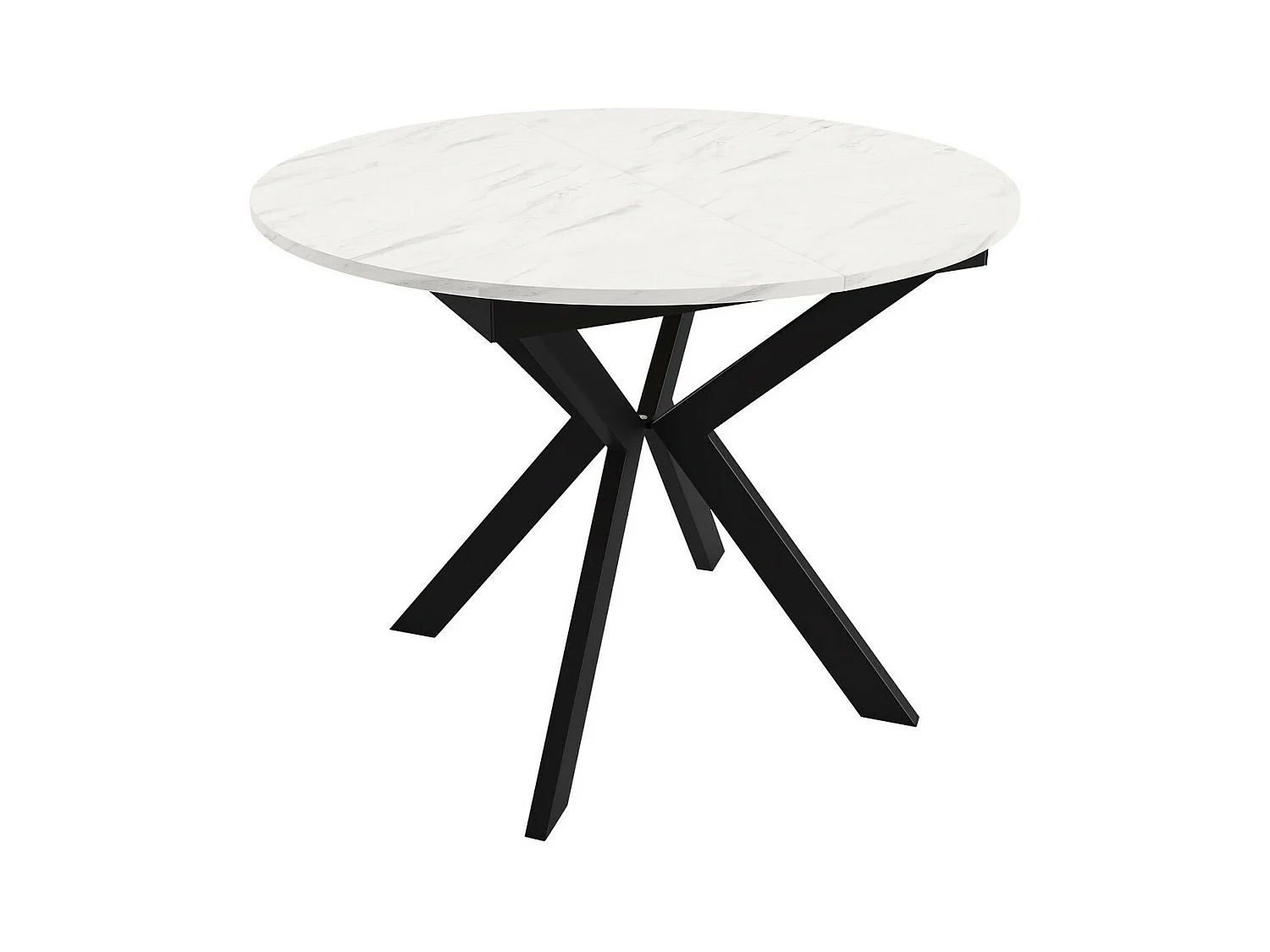 Table Oswego 112, Marbre blanc|Noir, 76cm, Allongement, Stratifié, Métal