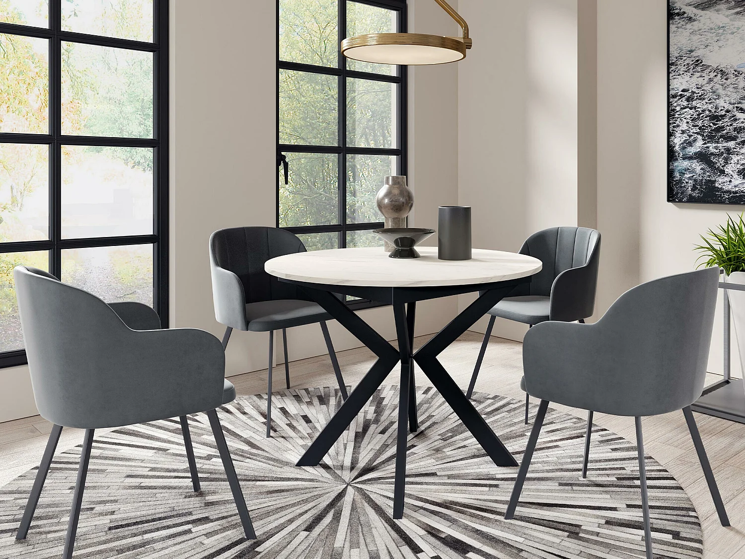 Mesa Oswego 112, Extensível, Placa de aglomerado laminado, Metal