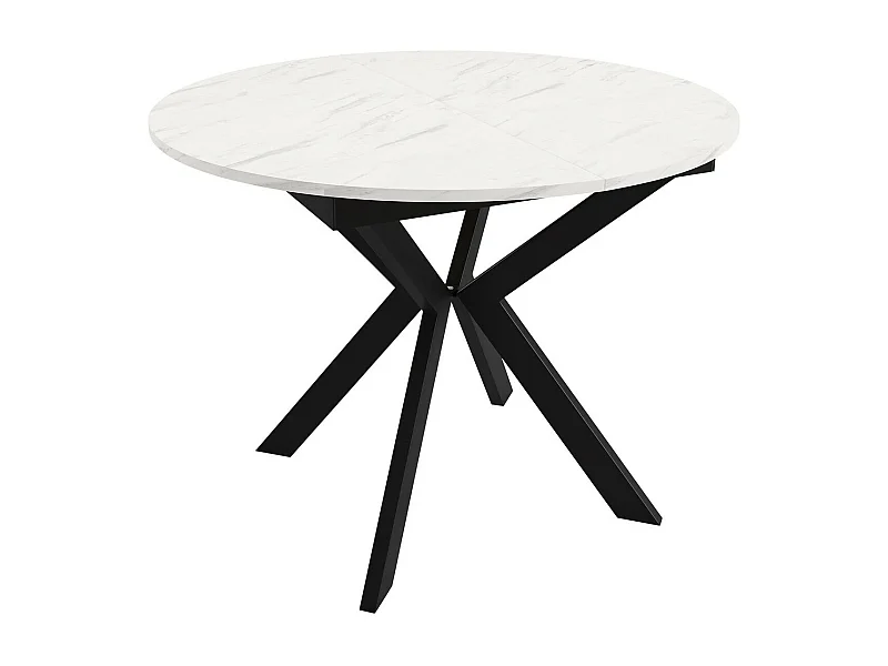 Table Oswego 112, Noir|Marbre blanc, 76cm, Disponible, Stratifié, Métal