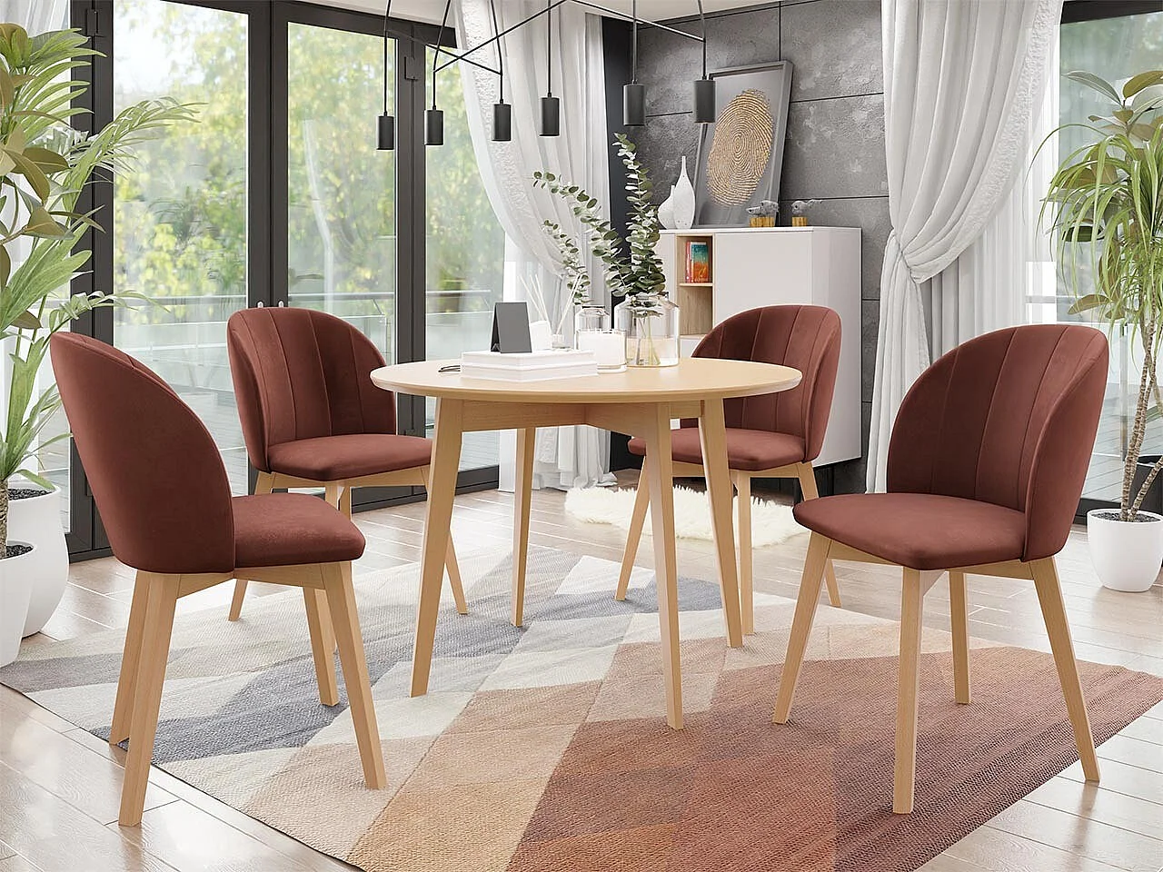 Mesa Racine 123, Marrón, 75cm, MDF, Madera