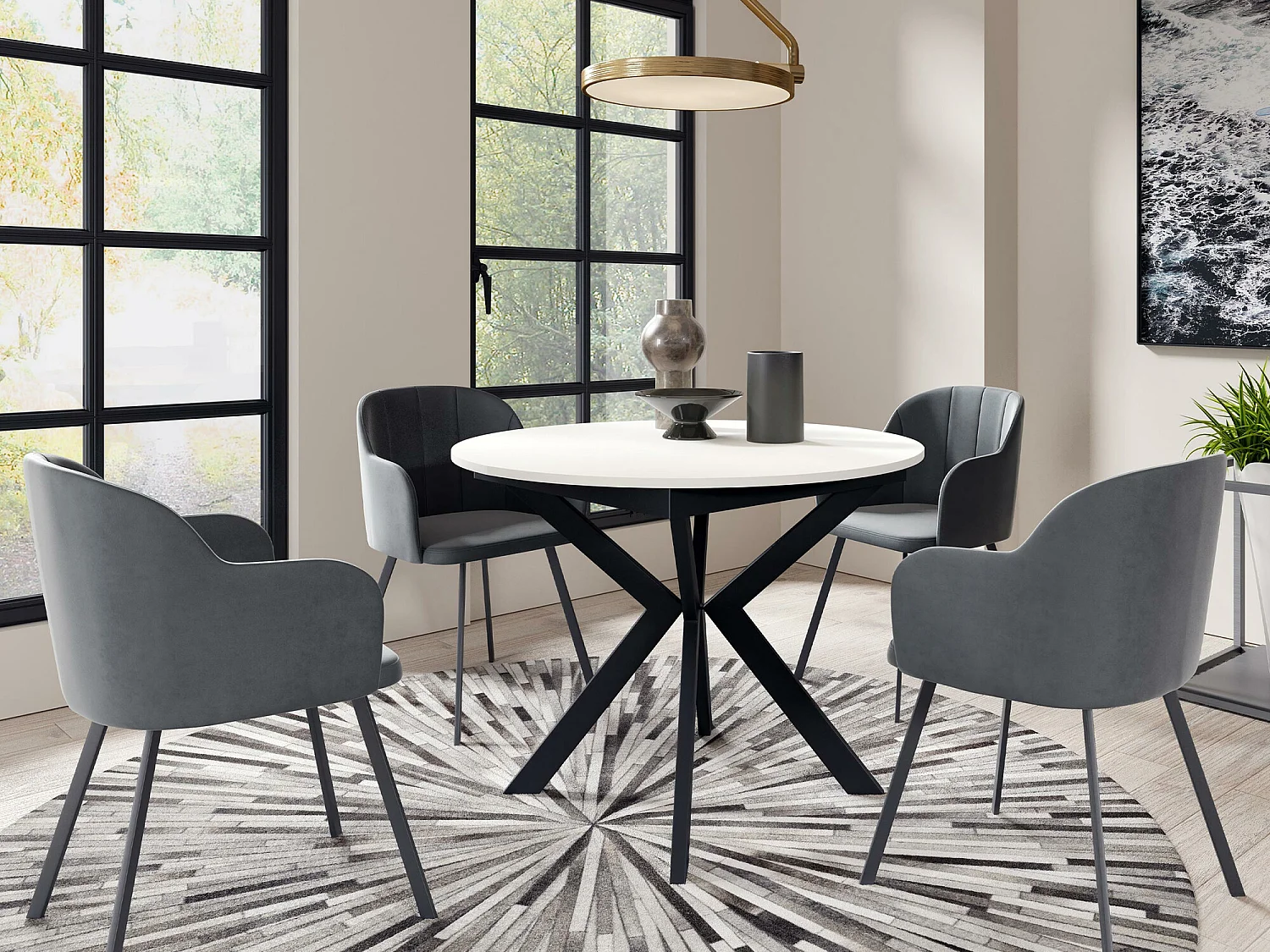 Mesa Oswego 112, Extensível, Placa de aglomerado laminado, Metal