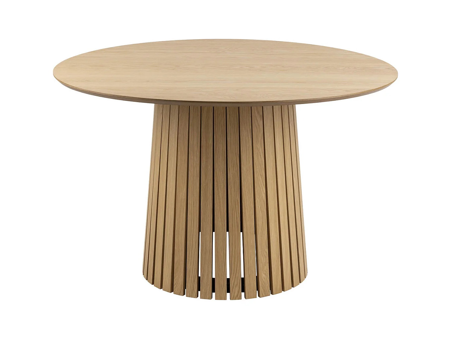 Christo table à manger Ø120 cm plaqué chêne.