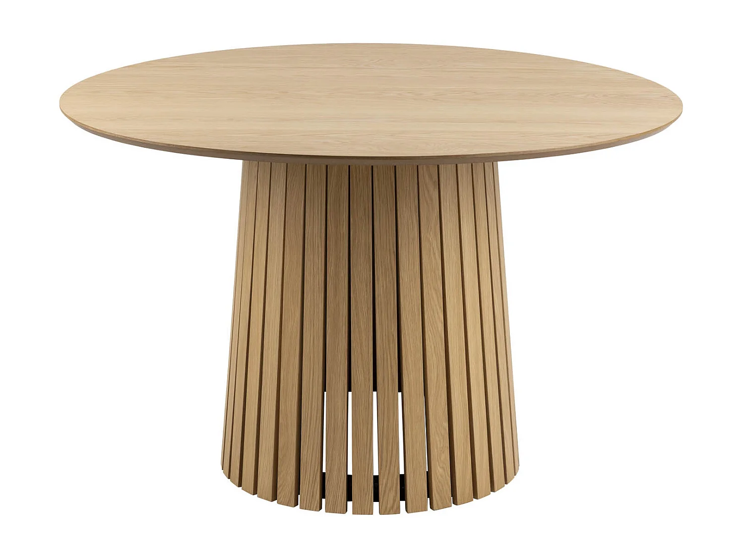 Christo table à manger Ø120 cm plaqué chêne.