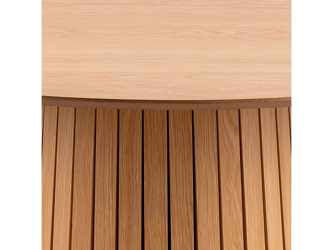 Christo table à manger Ø120 cm plaqué chêne.