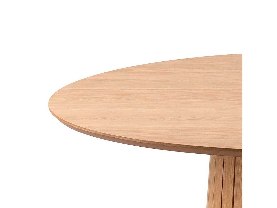 Christo table à manger Ø120 cm plaqué chêne.