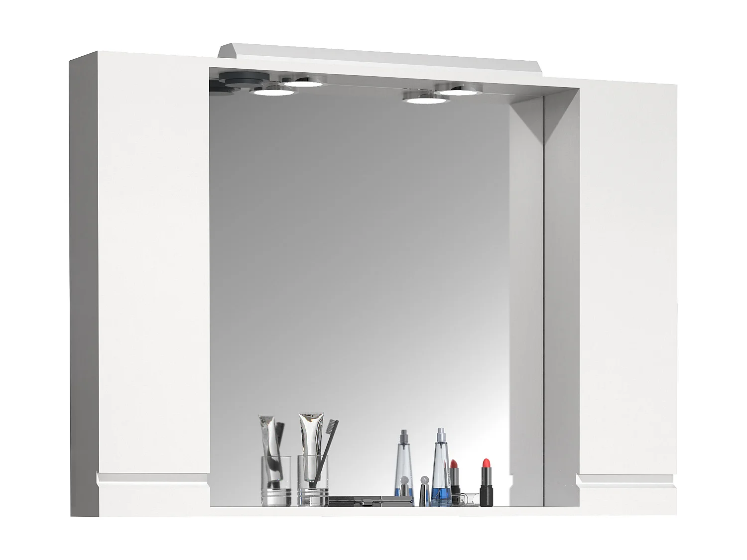Bathroom furniture Mirror cabinet Silora White H. 71 x W. 100 x D. 14 cm