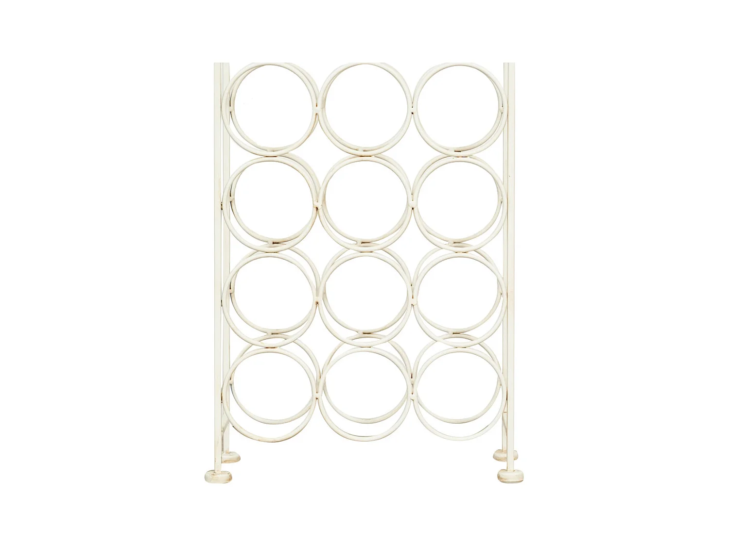 Porte-bouteille Vinique en fer forgé finition blanc antique - 24 bouteilles - 36x16x106 cm