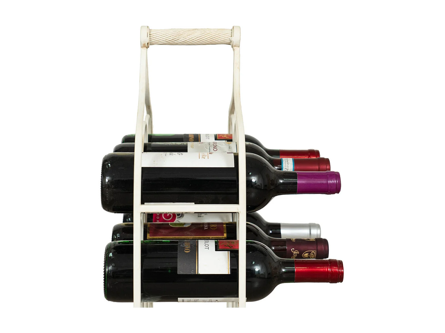 Porte-bouteille Vinique en fer forgé finition blanc antique - 24 bouteilles - 36x16x106 cm