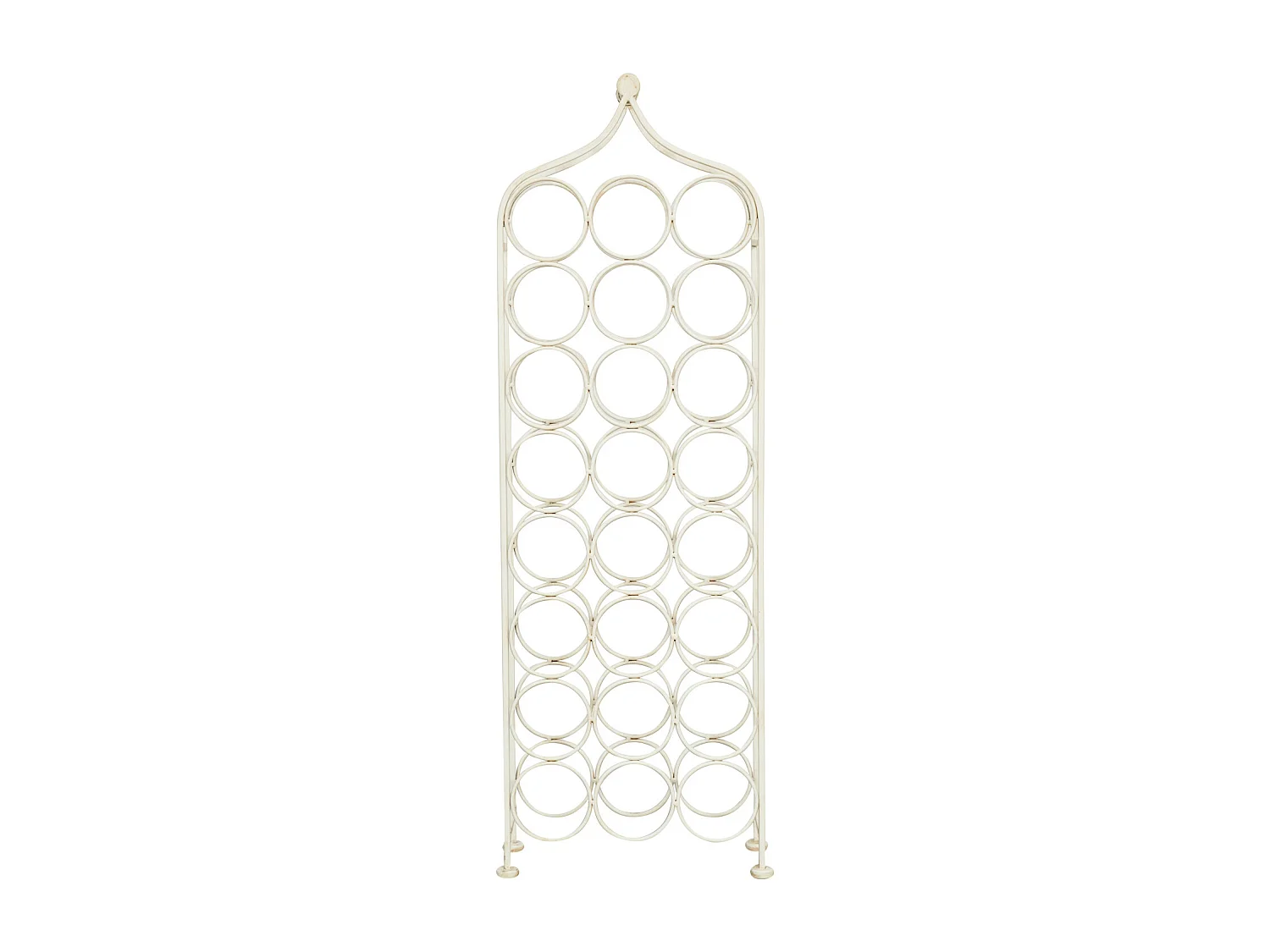 Porte-bouteille Vinique en fer forgé finition blanc antique - 24 bouteilles - 36x16x106 cm